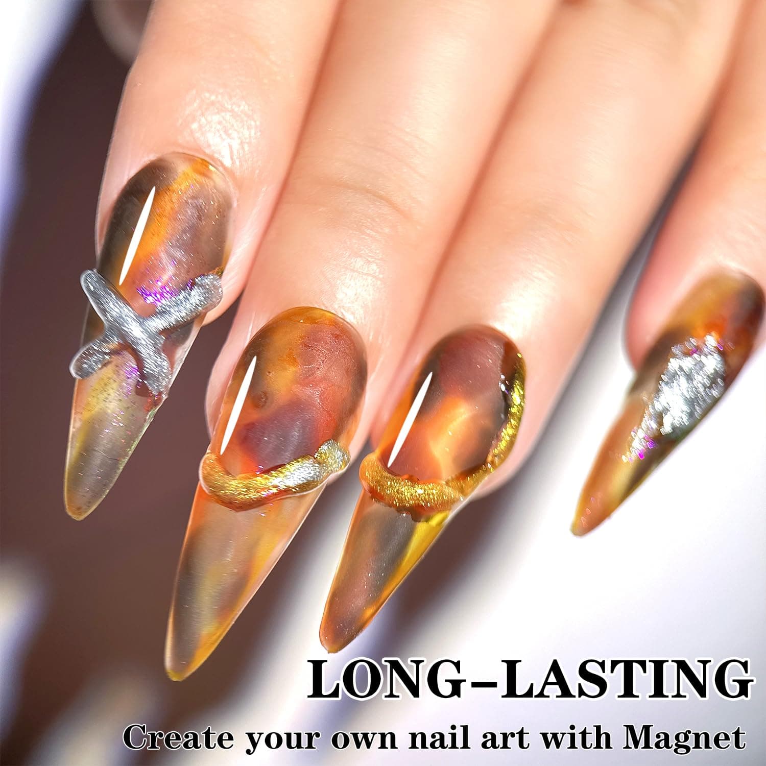 Senvenski Jelly Jelly Crystal Gel Nail Polish Nail Gel, Tortoise Shell Nails, Orange Clear Red Grey Brown Gel Nail Polish Gift UV LED Manicure Art Varnish Kit Set (BT6-002) thumbnail 2