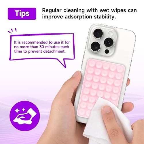 QxbBox Silicone Suction Cup Phone Case Mount, Hands-Free Strong Grip Holder for Selfies and Videos, Silicon Adhesive Phone Stand Sticky with Higher Suction Power for Cell Phone Black thumbnail 6