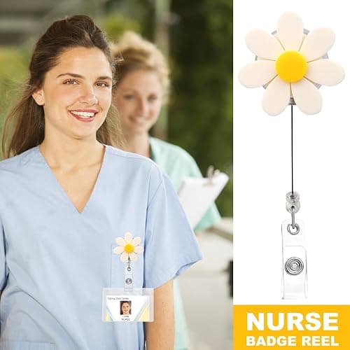 Badge Reel Holder Retractable with ID Clip, Nurse Badge Reel for Lab Techs, Nurses, Medical Assistants, Nursing Assistants, Lab Week Gift,LPN,L&D Funny Accessories (Little Daisy) thumbnail 6