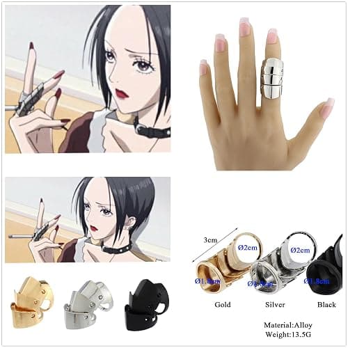 XHBTS Nana Anime Ring Necklace Keychian PU Choker and Stickers Cosplay Knuckle Rings Gothic Finger Bone Ring Punk Jewelry Accessories Props thumbnail 3