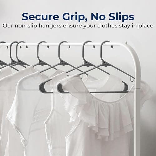 SereneLife 30 Pack Plastic Hangers, Non-Slip, Space-Saving Closet Organizers, Durable and Strong for Shirts, Sweaters, Hoodies, Kids Clothes & Dresses, Ultra-Thin, Lightweight thumbnail 3