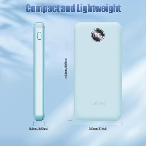 Byobyc Portable Charger, Compact 10000mAh Power Bank with Type-C Cable, 22.5W Fast Charging External Battery Pack with LED Digital Display for iPhone, Android (Blue) thumbnail 6