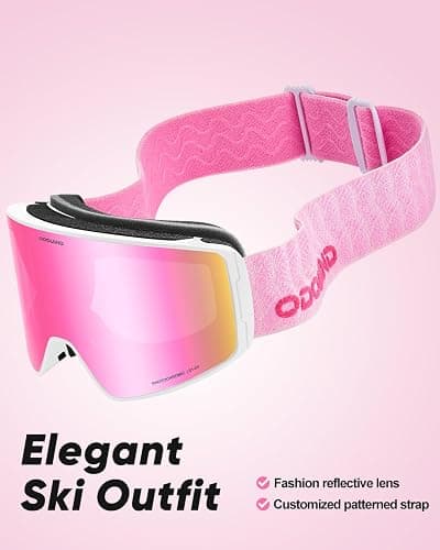 Odoland Photochromic Ski Goggles for Sunny and Cloudy Days, Anti-Fog OTG UV400 Protection Cylinder Snowboard Goggles for Adult Men Women Youth, Helmet Compatible for Skiing Snowboard thumbnail 4