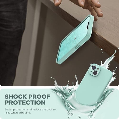 SURPHY Case for iPhone 14 Plus Case with Screen Protector and Camera Protection, Liquid Silicone Phone Case with Soft Microfiber Lining, Mint Green thumbnail 7