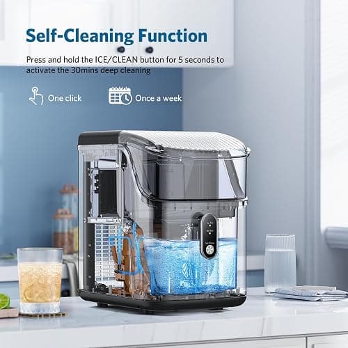 COWSAR Nugget Ice Makers Countertop Soft Chewable Pellet Ice Machine with Auto-Cleaning Function, 35Lbs/24H, Portable Ice Makers for Kitchen, Office, Home,Silver thumbnail 3