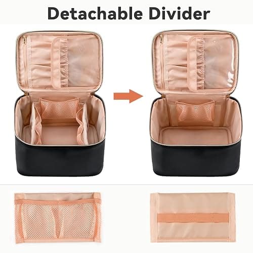 OCHEAL Travel Makeup Bag, Cosmetic Bags for Women Makeup Case Organizer Large Capacity Travel Toiletry Bag Storage Bags with Divider and Handle for Cosmetics Toiletries Brushes Tools-Large, Black thumbnail 5