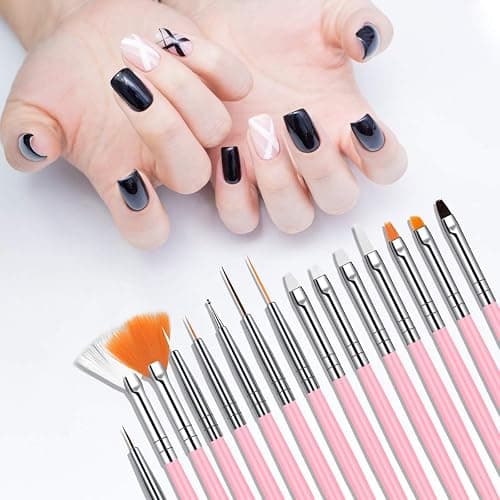 URAQT Nail Art Brushes Set, 15pcs Acrylic Nail Brush Painting Pen and 5pcs Nail Dotting Tools, Nail Pen Designer Nail Art Painting Kit for Diy & Professional Use thumbnail 7