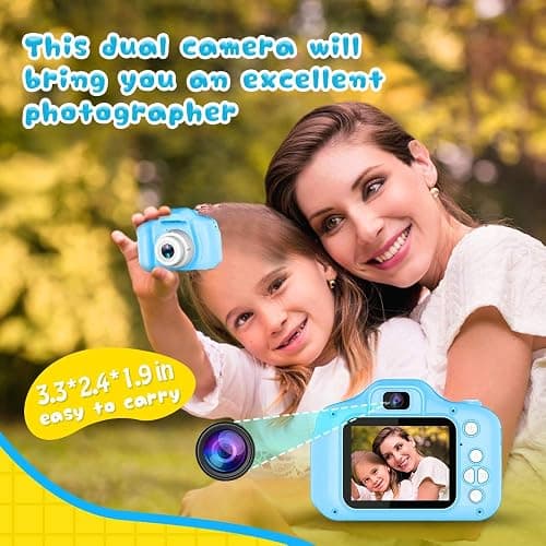 Seckton Upgrade Kids Selfie Camera, Christmas Birthday Gifts for Boys Age 3-9, HD Digital Video Cameras for Toddler, Portable Toy for 3 4 5 6 7 8 Year Old Boy with SD Card-Blue thumbnail 3