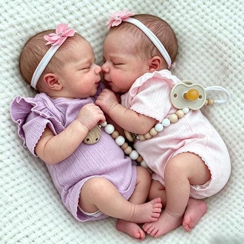 Anano Reborn Baby Dolls Silicone Full Body-18 in Realistic Baby Doll Lifelike, Reborn Twins Girls, Full Silicone Babys Doll Twins That Look Real Life Babys Posable with Accessories thumbnail 2
