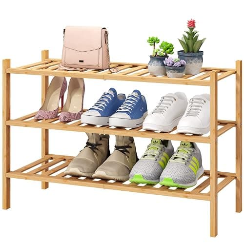 viewcare 3-Tier Free Standing Shoe Racks, Bamboo Wood Shoe Rack for Entryway & Closet, Beautiful | Natural | Functional | Sturdy Shoe Rack - Image 1