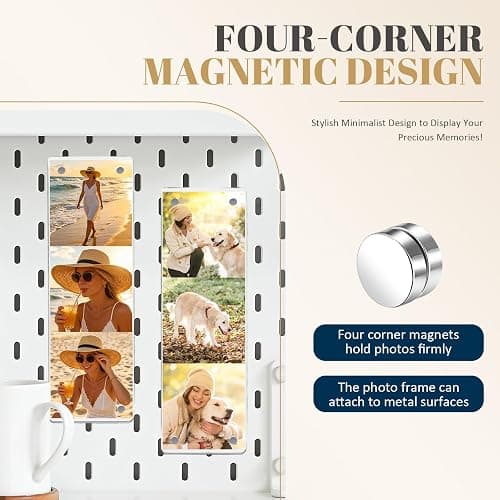 4 Pcs 2x6 Acrylic Photobooth Magnet Frame, Picture Strip Holder for Fridge | Clear Acrylic Frame with Strong Magnets, Perfect for Displaying Photo Strips on Refrigerators, Lockers, Desks, and more thumbnail 5