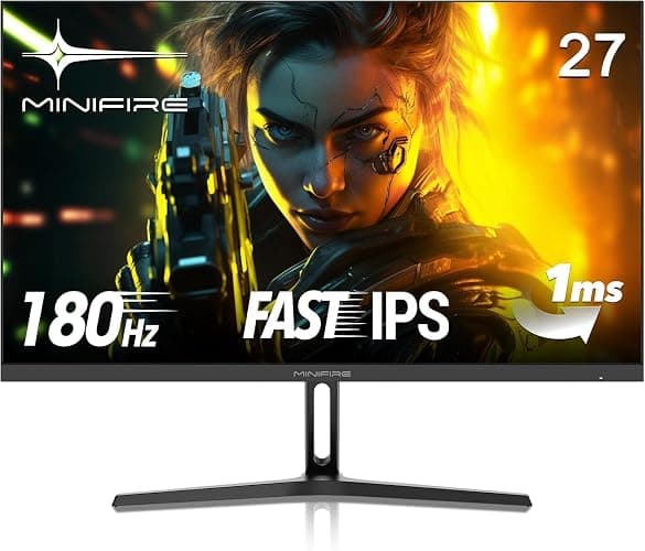 Minifire Ecran PC Gaming 27 Pouce, 180Hz, 1ms, AdaptiveSync, Moniteur IPS, FHD, sRGB 110%, 2xHDMI 2.0/1xDP 1.4 Ports, BluelightShield, Lunette Ultra-Mince VESA 100x100mm (MFG27F2) - Image 1