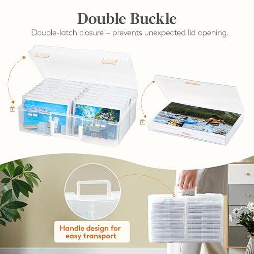 Lifewit 16 Pcs Photo Storage Box, Photo Albums 4x6 Pictures, Acid-Free Stackable Case with Labels, Trading Card Container for Sticker, Seed, Scrapbooking, Craft, Diamond Art, Classroom Supplies, Clear thumbnail 6