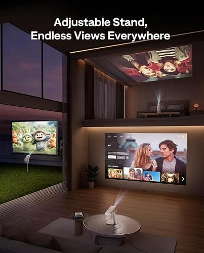 Aurzen BOOM Air Google TV Portable Projector with WiFi and Bluetooth, USB-C Powered, Smart Projector for Outdoor & Home Movie, 4K Supported, Real-Time Focus, Dolby Audio, Adjustable Stand, Off-White thumbnail 6