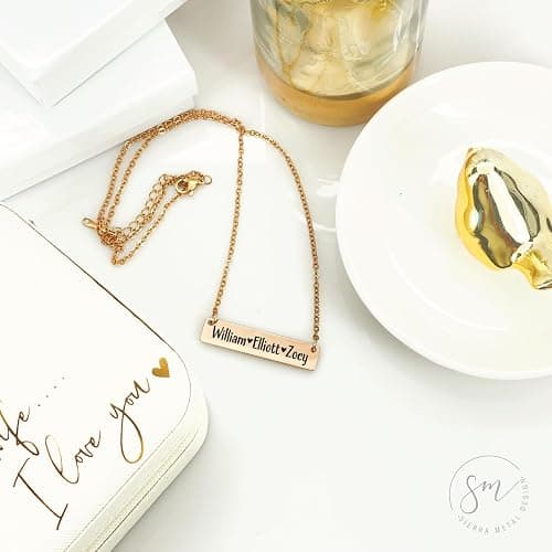 Emily Bar Necklace Kid Names Mom Necklace Personalized for Mom Mother's Day Jewelry Mother's Day Gift Personalized Names Children Names Emily Brooklyn EMILY-BAR thumbnail 3