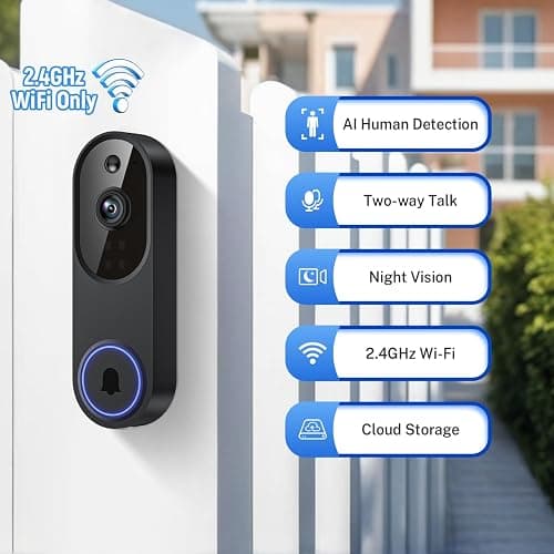 Orbitell 1080p Wireless Wi-Fi Video Doorbell Camera with Two Way Audio, Night Vision, Cloud Storage, Smart AI Motion Detection, Support 2.4GHz Wi-Fi only thumbnail 2