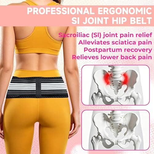 SI Joint Belt for Women, Size M, Sacroiliac Support & Sacral Brace | Dual-Support Orthobelt: SIJ, Trochanter & Sacral Bands Supports Spine/Pelvis, Relieves Sciatica, Disc, Scoliosis, Back Pain thumbnail 5