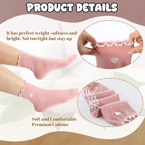 Skicuff Cute Pilates Socks with Grips for Women, Non Slip Ruffle Yoga Socks for Barre Ballet Barefoot Workout thumbnail 4