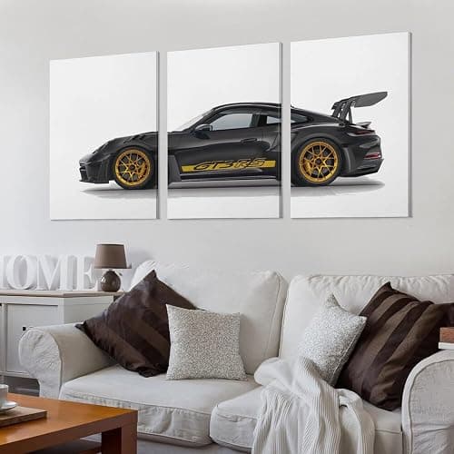 3PCS Car Posters 911 GT3 RS Framed Posters for Men Cave Boys Room Canvas Racing Wall Art Perfect for Home Decor Office Dorm Decoration Birthday Party Gifts (Style-G, 12L"x8W") thumbnail 3