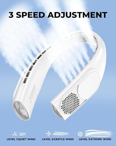 Portable Neck Fans that Blow Cold Air, Wearable Bladeless Neck Fan, Rechargeable 360°Personal Fan Neck Cooler, 3-Speed, LED Display, 4000mAh, Type-C Port, For Travel, Outdoor, Birthday Gift for Women thumbnail 4