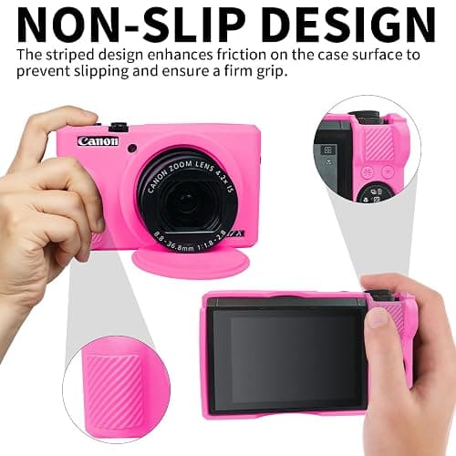 G7X Mark III Case, Soft Silicone Protective Case Cover for Canon Powershot G7X Mark III Digital Camera, Durable Camera Body Skin Protector with Removable Lens Cover - Rosy Pink thumbnail 3