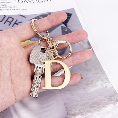 LAXPICOL Gold Letter A-Z Keychain for Women Bag Charms Purse Charms For Handbags Metal Alphabet Initial Letter Keychain thumbnail 3