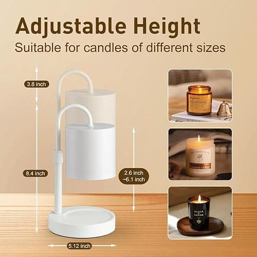 Briever Dimmable Candle Warmer Lamp with Timer, Height Adjustable Electric Candle Wax Warmer, Christmas Birthday Gifts for Women Mom, House Warming Gifts New Home Room Decor, White Solid Wood Base thumbnail 6