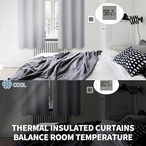 BGment Room Darkening Curtains 72 Inches Long - Grommet Thermal Insulated Drapes Window Treatment Curtains for Bedroom, 2 Panels, 42 x 72 Inch, Light Grey thumbnail 5