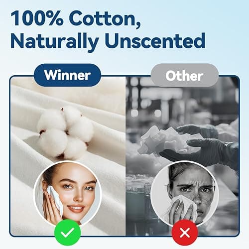 Winner Disposable Face Towels, 100% Cotton, 300 Count (Pack of 3) | USDA Certified Biobased, OEKO-TEX Certified, Unscented, Sensitive Skin, Face Cleansing, Makeup Removal thumbnail 6