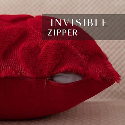 DFXSZ Valentines Pillow Covers 20x20 inch Set of 2 Valentines Day Decoration Red Heart Soft Plush Faux Fur Jacquard Throw Pillows for Bedroom Sofa Holiday Festivals Home Decor PTK017A20 thumbnail 2