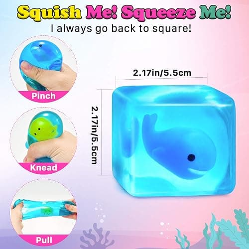 Squishy Stress Cube Fidget Toys Adults - Glow in The Dark Sensory Toys for Kids with Autism Stress Balls for Kids Squeeze Toys for Anxiety Stress Relief Gifts Whale Crab Octopus thumbnail 2