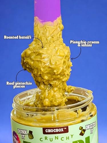 Chocbox Viral Dubai Dip – Pistachio Cream & Tahini with Shredded Crispy Kataifi or Cookie Butter with Shredded Crispty Kataifi – Sweet & Savory Spread – Crunchy Dessert Dip (8oz, Pistachio) thumbnail 2