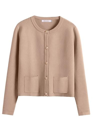 ANRABESS Women Striped Cardigan Sweaters Button Down Cropped Knit Lady Jackets Coat 2025 Fall Outfits Trendy Clothes - Image 1