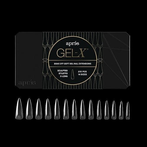 Apres Gel-X® Stiletto Box of Nail Tips | 280 Gel-X Tips, Soft Tips, 14 Sizes 00-9 | Half-sizes Included (Sculpted Stiletto Extra Long, 280 Count) - Image 1