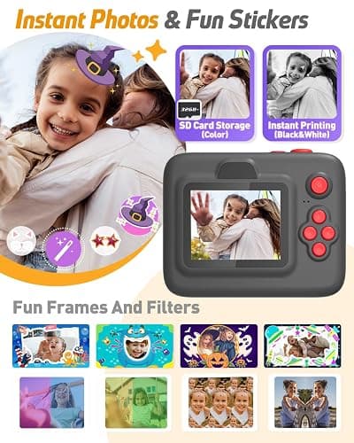 Yehtta Kids Camera Instant Print, Christmas Birthday Gifts for 3-12 Year Old Boys Girls, 2.4in Screen 1080P Kids Digital Camera Toys for Kids Age 3 4 5 6 7 8 9 10 with 3 Rolls Print Paper 32G Card thumbnail 4