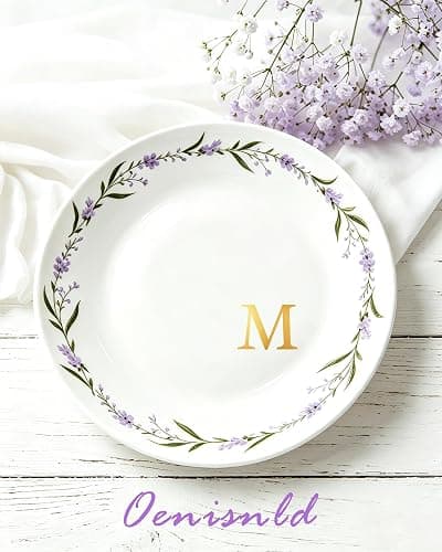 Oenisnld Ceramic Personalized Jewelry Dish Ring Holder Trinket Tray L | Initial Monogram Floral Ring Holder Jewelry Dish Tray Mothers Day Christmas Birthday Gifts for Women Room Decor Aesthetic thumbnail 8
