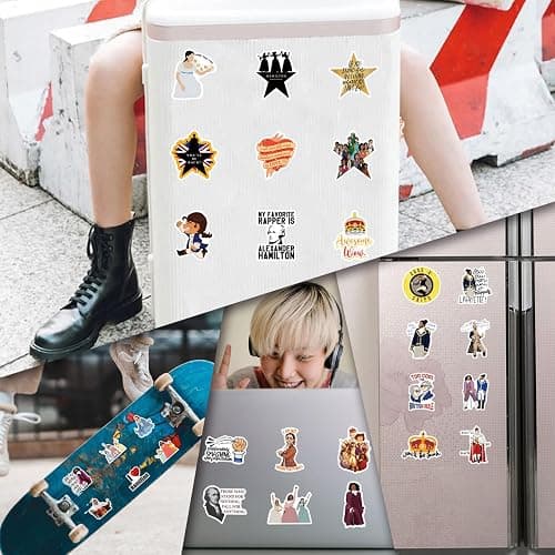 50PCS Hamiltons Water Bottle Stickers for Kids, Cute Stickers for Water Bottles, Vinyl Waterproof Aesthetic Laptop Sticker Pack Classroom Prizes Skateboard for Kids Teens Girls Students (Black) thumbnail 4
