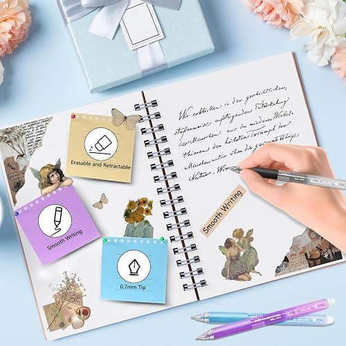 Anelueeoo Erasable Gel Pen 12 Colors, Retractable Clicker 0.7mm Fine Point, Assorted Colors Inks, Make Mistakes Disappear, Erasable Gel Pens Perfect for Writing, Drawing & Planners thumbnail 5