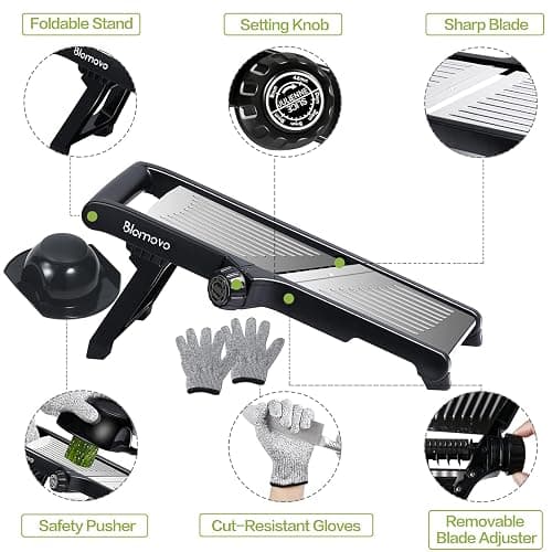 Blamovo Mandoline Slicer for Kitchen, Vegetable Mandolin Slicer with Adjustable Thickness by One-Knob Control, Veggie Fruit Potato Slicer Julienne, with Safety Gloves thumbnail 6