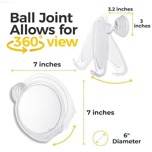 HONEYBULL Fogless Shower Mirror with Suction Mount & Swivel – Anti-Fog Acrylic Bathroom Mirror for Shaving – Built-in Razor Holder, Easy Install, Home Shower Accessory (White) thumbnail 3