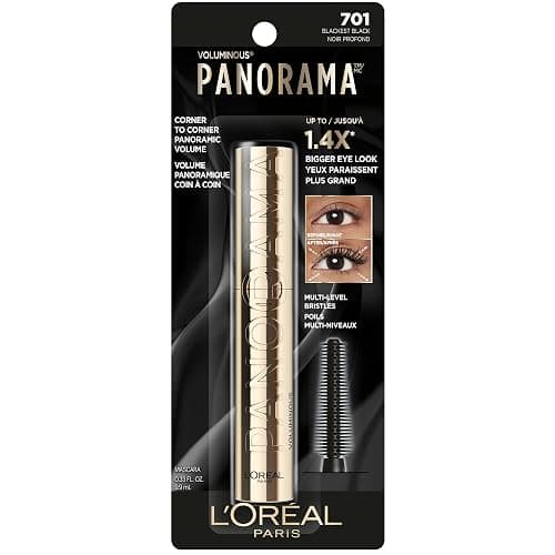L’Oréal Paris Voluminous Panorama Mascara, Volumizing and Lengthening Mascara, Washable Longwear and Smudge Resistant Make Up, Blackest Black, 0.33 Fl Oz thumbnail 2