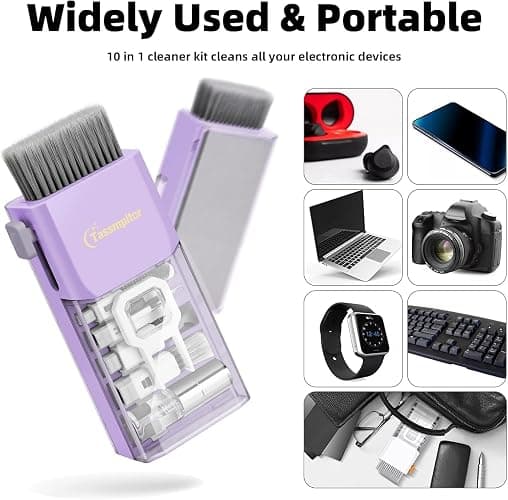 Tassmpitor Laptop Screen Keyboard Cleaner Kit, All in 1 Electronic Cleaning Tool for MacBook iPad iPhone Pro Cell Phone, Brush Tool for Tablet, Computer, PC Monitor,TV Camera Lens with Patent, Purple thumbnail 9