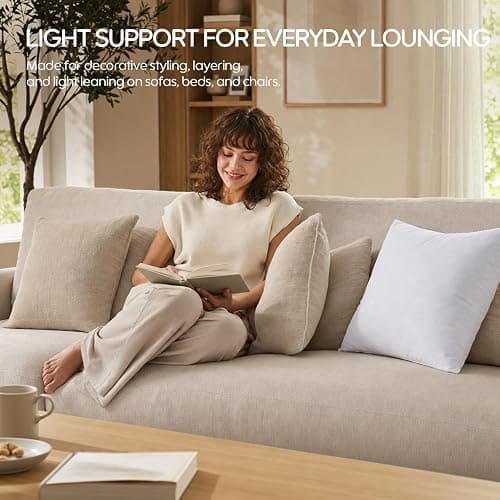 Swandream Feather Throw Pillow Inserts Set of 4, Fuller Fit Square 22 x 22 Inches Decorative Pillow Inserts, Feather Blend Throw Pillows for Bed, Couch and Sofa thumbnail 8