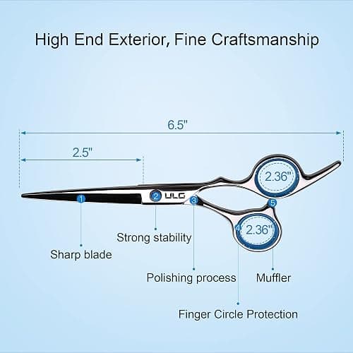 Hair Cutting Scissors, ULG Professional Hair Scissors 6.5 inch Right-Hand Razor Edge Barber Shears Salon Hair Cutting Shears Made of Japanese Stainless Steel, Hand Sharpened Blue thumbnail 2