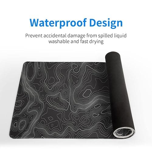 Topographic Contour Extended Big Mouse Pad Large,Gaming Mouse Pad Desk Pad,27.6x11.8 Inch Long Computer Keyboard Mouse Mat Mousepad with 3mm Non-Slip Base and Stitched Edge for Gaming and Office thumbnail 5