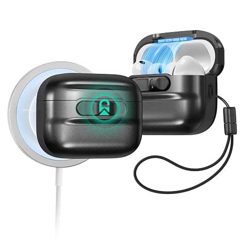 ESR for AirPods Pro 3 Case (2025), Compatible with AirPods Pro 3 (USB-C Cable), MagSafe Ready, Magnetic Lid Lock, Full Drop Protection Cover with Lanyard, Black - Image 1