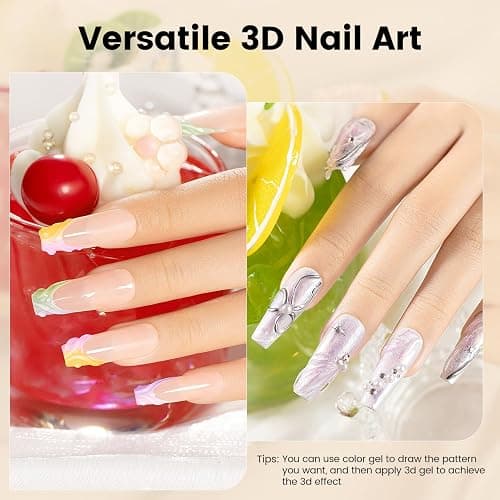 RARJSM 3D Sculpting Gel for Nail Art Designs DIY NailCharms Rhinestone Glue 3D Nail Craving GelPolish Clear Painting Drawing Sculpture Gel UV LED Curing Requires NailDecoration Manicure Design thumbnail 3