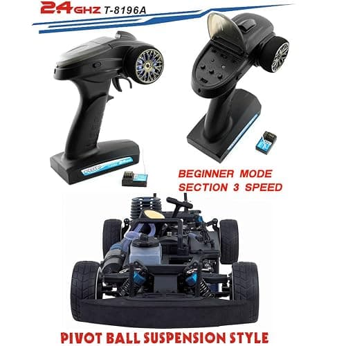 BINGXMF Nitro RC Cars 1/10 Two Speed Nitro Gas Power Car for Adults - Fast Drift 4WD 80KM/H Metal Chassis Gas Off Road Short Course Truck (Black) thumbnail 5