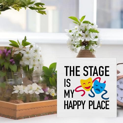 Theater Gifts, Musical Theater Decor, The Stage is My Happy Place Theatre Home Wooden Box Sign, Gifts for Musical Lovers thumbnail 4