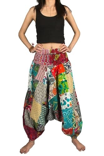 Tribe Azure 100% Cotton Harem Pants Colorful Summer Hippie Yoga Boho Casual Fashion Women thumbnail 3